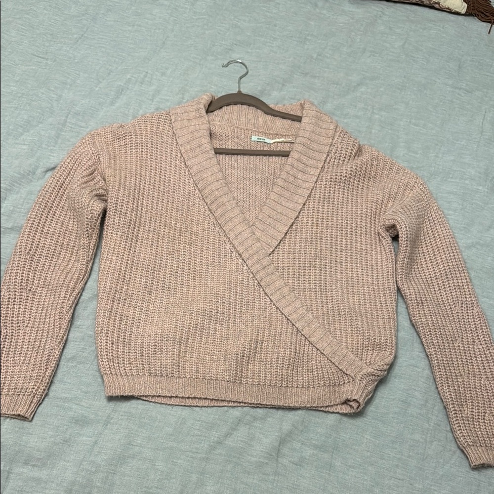 Cozy Pink Wrap Sweater